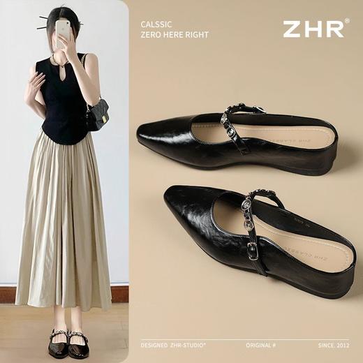 ZHR则则金属饰扣穆勒拖鞋女2025新款舒适透气柔软内增高包头拖 商品图1