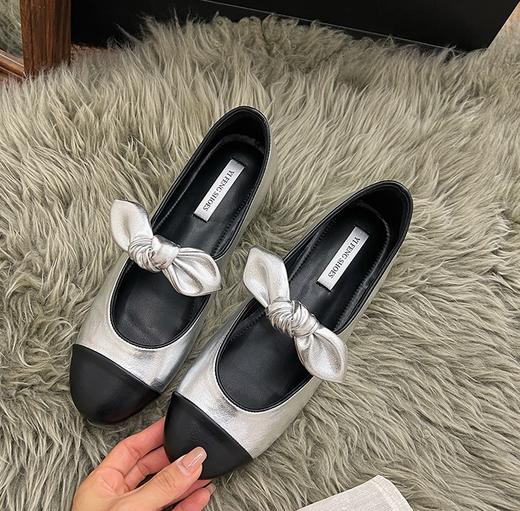 小香珍妮头层牛皮小羊皮内增高蝴蝶结芭蕾鞋 商品图9