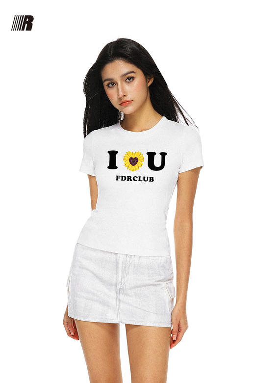 FDR官方店 美式花卉小狗印花短袖T恤女夏季辣妹修身显瘦体恤上衣 商品图5