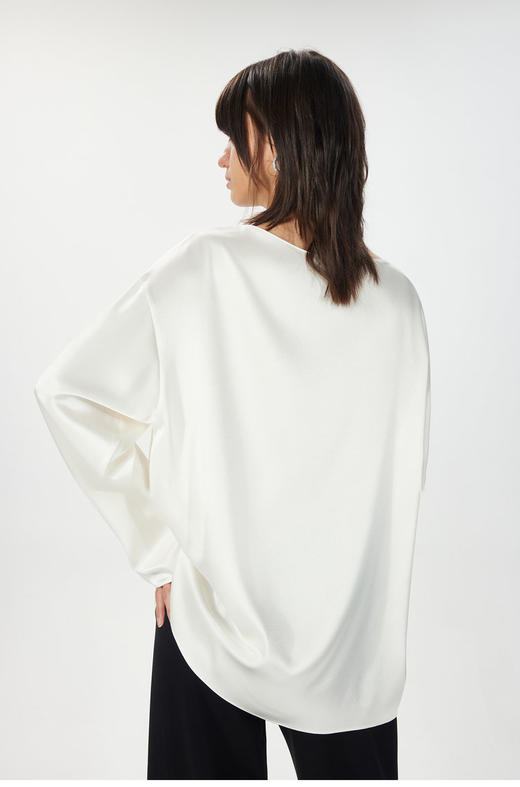 【高品质私服】【KG双面缎三醋酸一字领长袖T恤】随性慵懒廓形柔美舒适，舒适亲肤G1346-CC【无标出货 介意慎拍】 商品图4