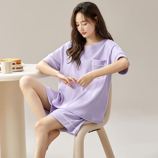 自然醒青梨家居服睡衣女款夏季100纯棉短袖短裤夏天家居服女士夏款套装可外穿QH 商品图6