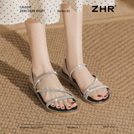 ZHR则则两穿水钻凉鞋女2025夏季新款时尚百搭平底拖鞋外穿凉拖鞋 商品图6