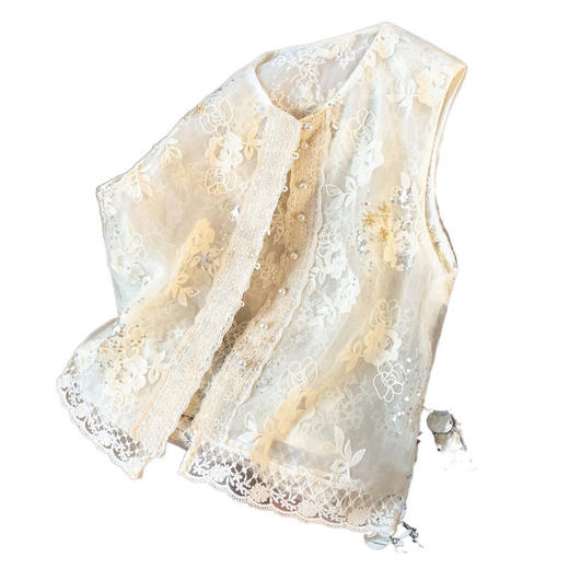 2025夏季新款复古新中式国风改良文艺立体刺绣薄款圆领马甲上衣女 商品图4