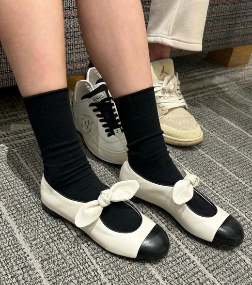 小香珍妮头层牛皮小羊皮内增高蝴蝶结芭蕾鞋 商品图2