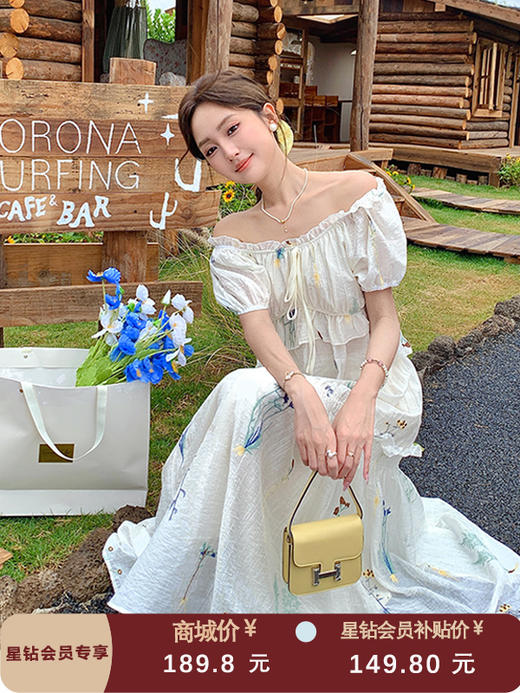 张心子【花田小镇】田园风气质刺绣碎花显瘦两件套套装 U2504067 商品图0