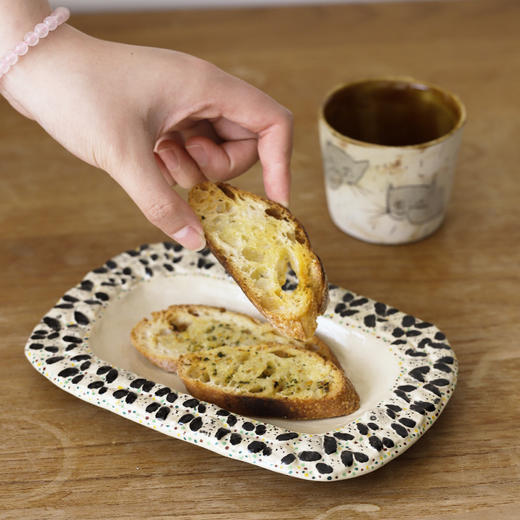 中国 花狗空间张晓雪 雕塑系列马克杯 金边 彩色条纹 盘 商品图2