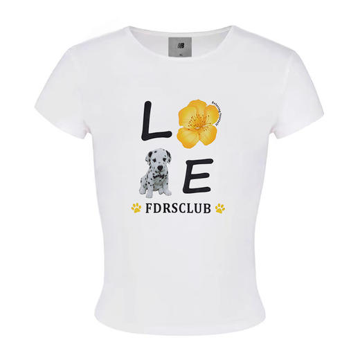 FDR官方店 美式花卉小狗印花短袖T恤女夏季辣妹修身显瘦体恤上衣 商品图4