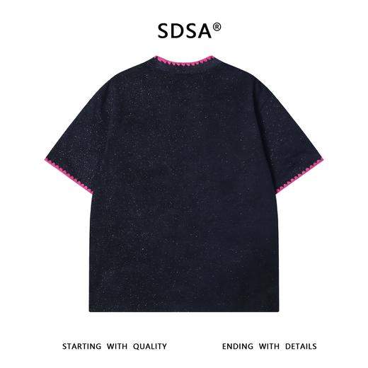 T3265夏季高级感新款韩版撞色缝线满天星印花字母短袖T恤圆领宽松上衣 商品图5