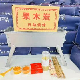 烧烤架可折叠+果木炭+烧烤签等大套装