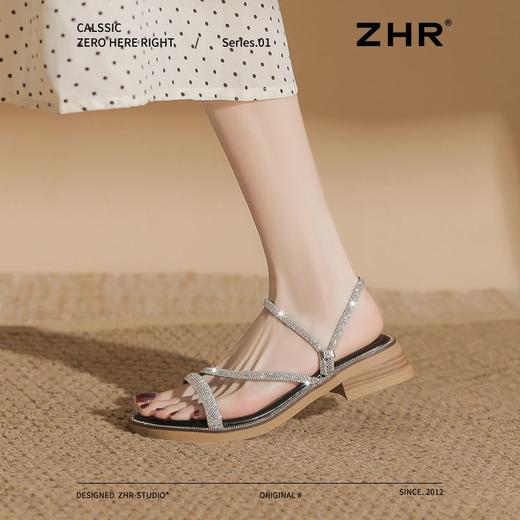 ZHR则则两穿水钻凉鞋女2025夏季新款时尚百搭平底拖鞋外穿凉拖鞋 商品图7