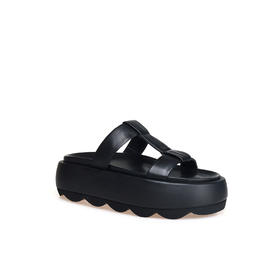 豪麟名鞋AGL女鞋凉拖羊皮革D690007黑色