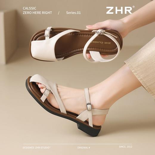 ZHR网红包头凉鞋女2025新款高级浅口小皮鞋洋气小香风优雅凉鞋女 商品图2