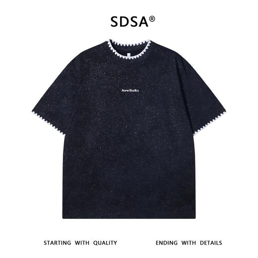 T3265夏季高级感新款韩版撞色缝线满天星印花字母短袖T恤圆领宽松上衣 商品图1