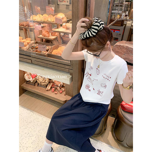 <曾小咸推荐>4.1现货秒杀！微信超特价！百搭正肩白底红色绣花短袖T恤 日常109.99 立减50 秒杀59.99！ 商品图4