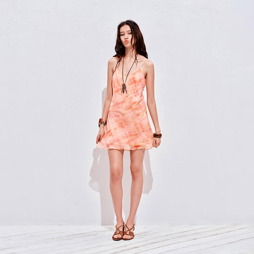 NUTH 度假印花双层吊带连衣裙轻薄微透连衣裙短裙 商品图2