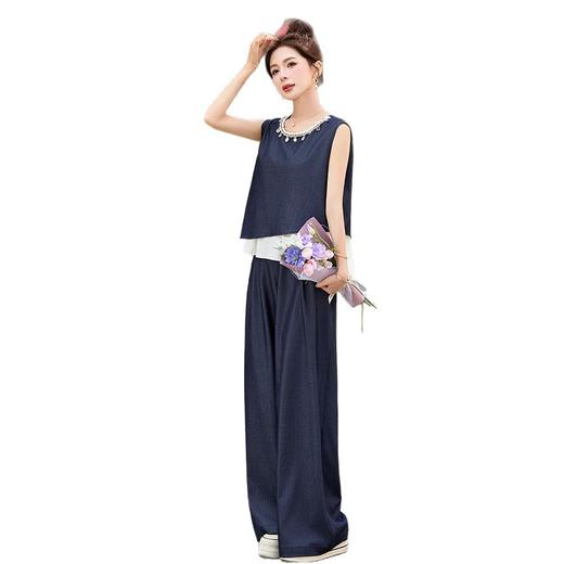 新中式国风牛仔套装2025新款夏季背心马甲休闲减龄阔腿裤两件套ASLZ2588 商品图4