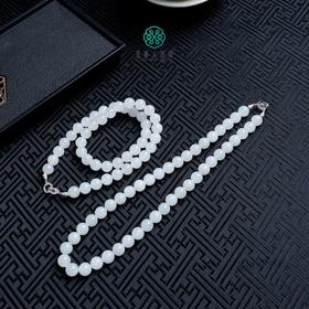 DS925和田玉项链-白玉圆珠项链约10mm