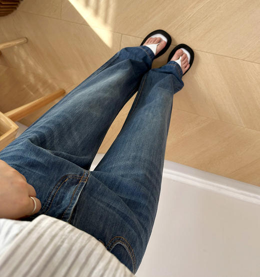 再升级版炎夏两粒扣天丝莫代尔棉黄金软牛仔直筒裤 商品图8