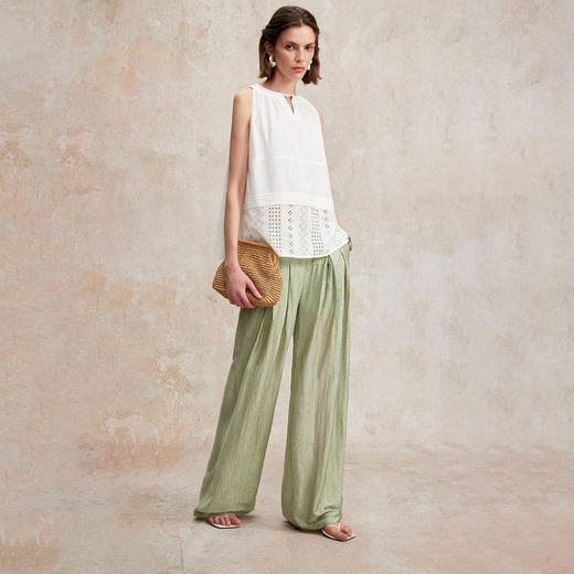 南法假日超重工风琴褶无袖刺绣拼接上衣/刺绣拼接蛋糕裙2025夏CS2502088 商品图2