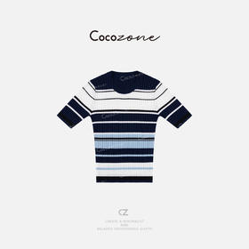 COCO ZONE刘一一 【100莱赛尔】拼接条纹圆领毛针织衫 CD1A0572