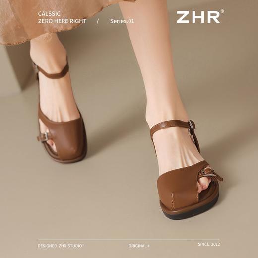 ZHR网红包头凉鞋女2025新款高级浅口小皮鞋洋气小香风优雅凉鞋女 商品图5