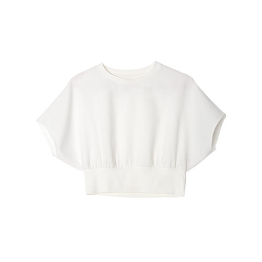 南法假日醋酸仿麻拼接罗纹简约短上衣/分割设计伞裙2025夏T2502018 商品图4