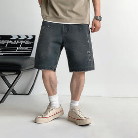 徐太浪炸街刮烂破洞休闲短裤男夏季宽松直筒设计感五分裤阔腿中裤