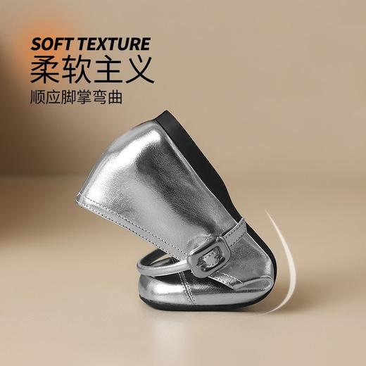 优选丨ZHR则则银色玛丽珍鞋女法式平底单鞋2025春季新款浅口软底豆豆鞋 商品图4