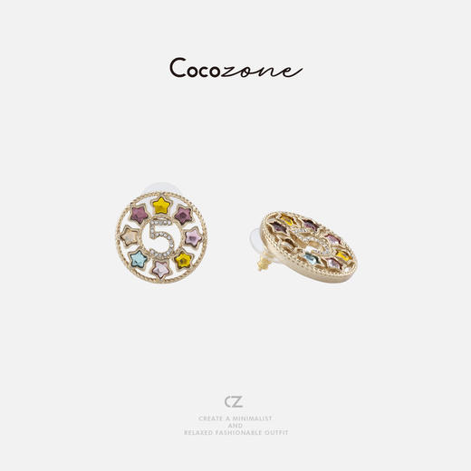 COCO ZONE 几何金色设计感星星气质女耳钉CD2A0934 商品图0
