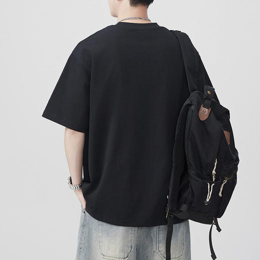 夏季短袖T恤男士重磅潮牌宽松休闲纯棉体恤白墨透气印花    AY-az8108 商品图3