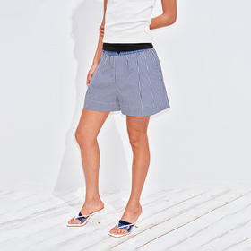 NUTH复古撞色格子宽松短裤女夏外穿