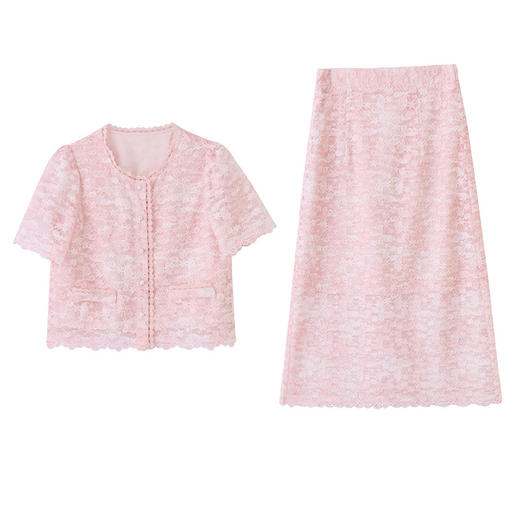 时尚洋气减龄蕾丝拼接，上衣半身裙两件套MEIQIN5593 商品图4