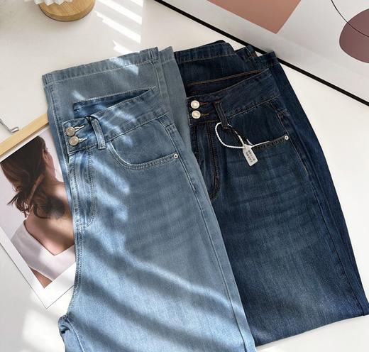 再升级版炎夏两粒扣天丝莫代尔棉黄金软牛仔直筒裤 商品图11