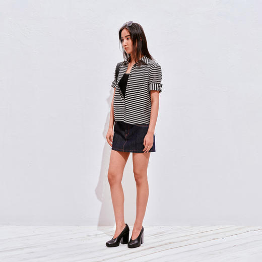 NUTH轻薄复古格子短袖衬衫女 商品图1