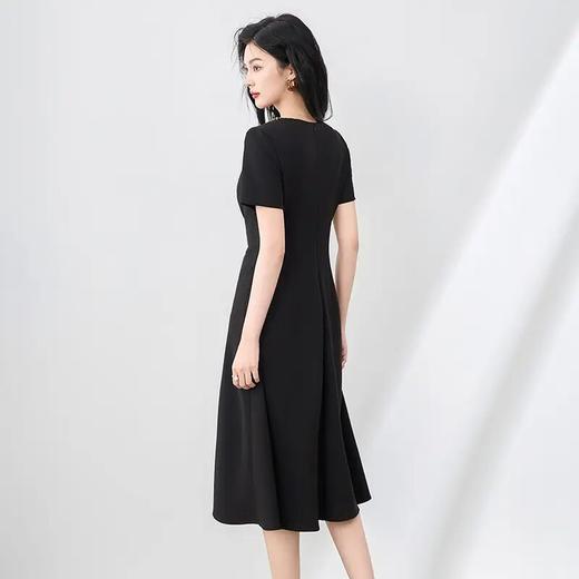 【高货wl】全新升级【铂金会员293/天猫399/差价106】(00942) 洛诗琳25女夏新款气质钉珠裙子高级感收腰褶皱短袖连衣裙 商品图1