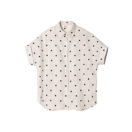 C+IMPRESS/西嘉南法假日博主风全亚麻衬衫女夏季波点短袖宽松衬衣CS2502072 商品图4