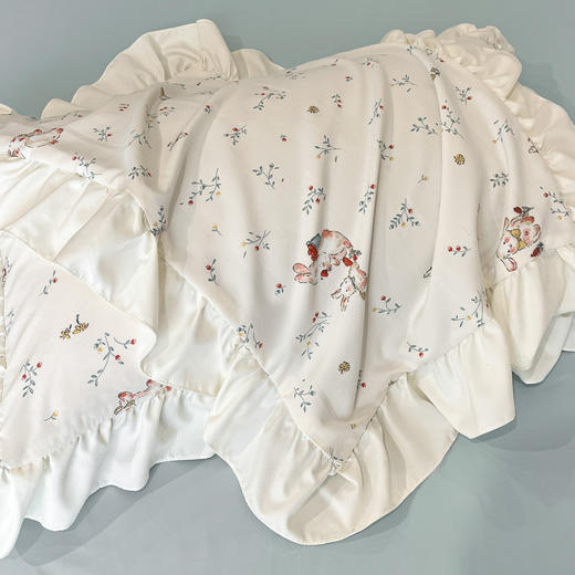 【5折购】舒氧°柔糯棉公主花边床裙款四件套 四季可用柔软透气套件 商品图5