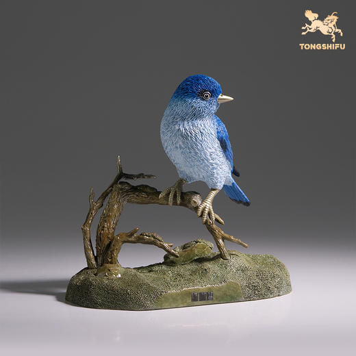 铜师傅《铜师傅百鸟集》之山蓝鸲 客厅桌面铜摆件 家居装饰工艺品 商品图1