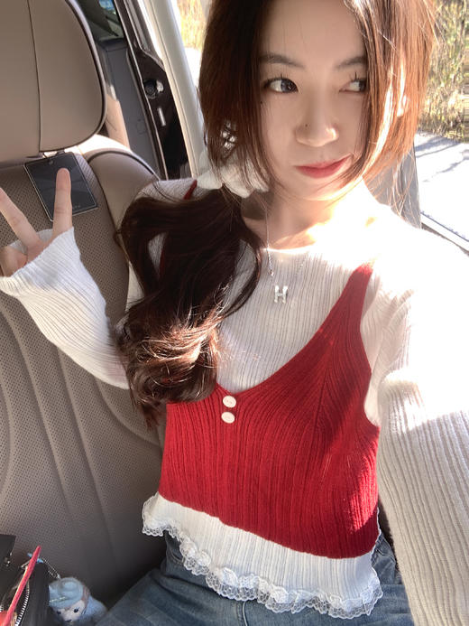 【149元任选2件】现货！假两件下摆蕾丝边T恤 商品图5