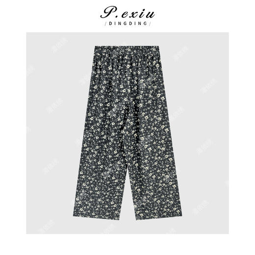 03-5潘依绣丁丁宠粉PanYiXiu/潘依绣【花园裤】麻料复古小碎花抽绳松紧腰休闲裤W-63068 商品图2