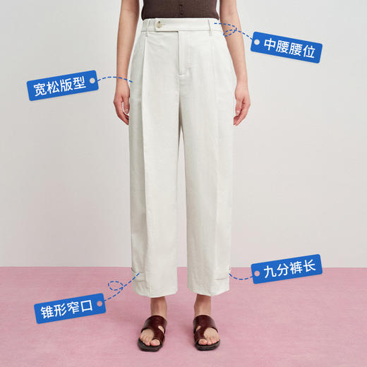 【防透萝卜裤】simplepieces梨形麻感防透SPS休闲裤女山本九分裤 商品图4