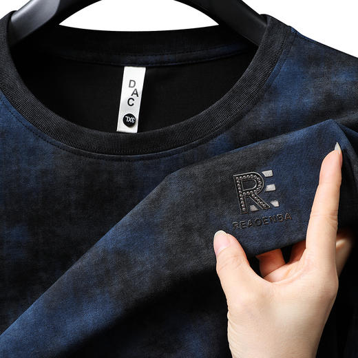 【棉质】【DX】大依优型大码扎染短袖T恤圆领体恤休闲半袖衫夏季胖子宽松上衣男士 商品图6