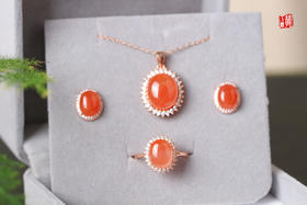 南红【花漾】套装，925银镶