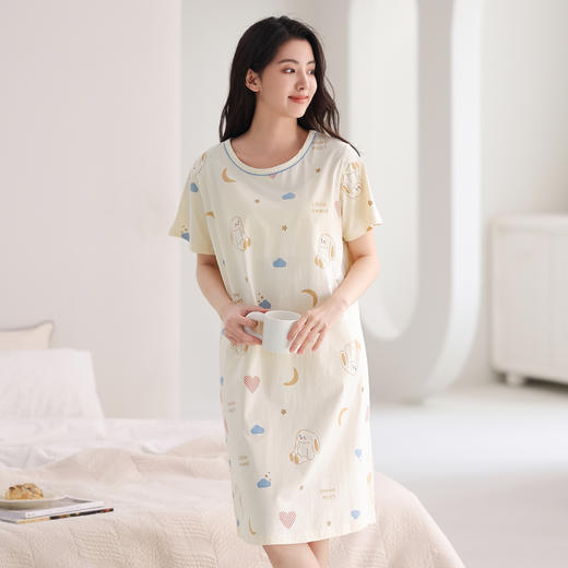 芬腾睡衣裙吊带春夏女士新款舒适透气纯棉女款可爱家居裙中裙款 商品图2