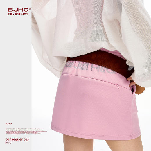 BJHG不计后果 弹力短裙女款夏季2025新款美式烫钻工艺防走光A字裙 商品图4