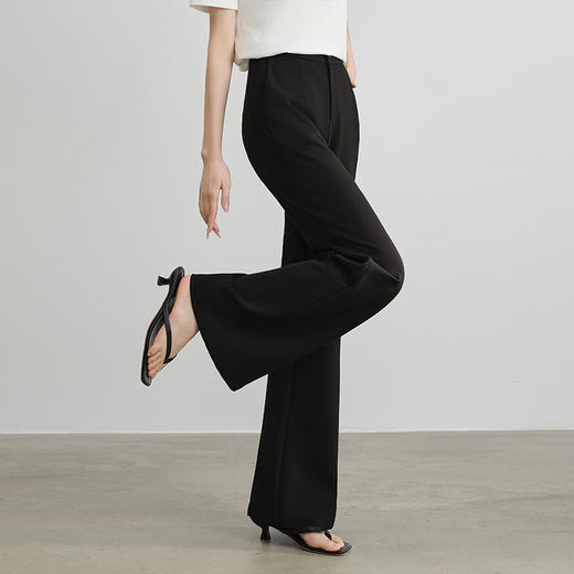 熙世界黑色显瘦喇叭裤女夏季2025新款通勤百搭微喇休闲裤西装裤子 商品图3