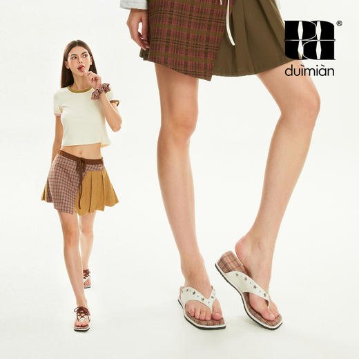 对面duimian-格纹人字拖增高鞋底 商品图1