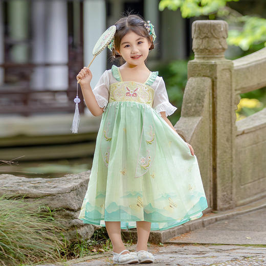 嘟嘟家女童国风汉服夏季新款夏季演出服女宝绣花连衣裙夏装童装 商品图4