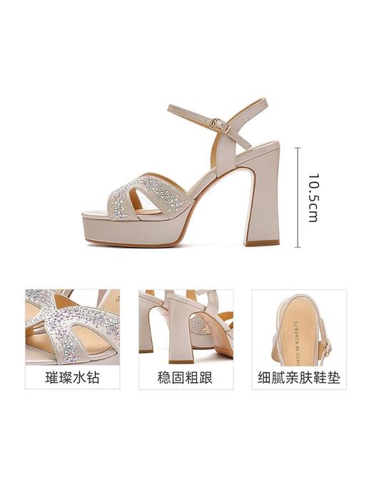 Roberta诺贝达 宴会水钻防水台25夏季新款粗跟露趾增高时装凉鞋RM257608 商品图2