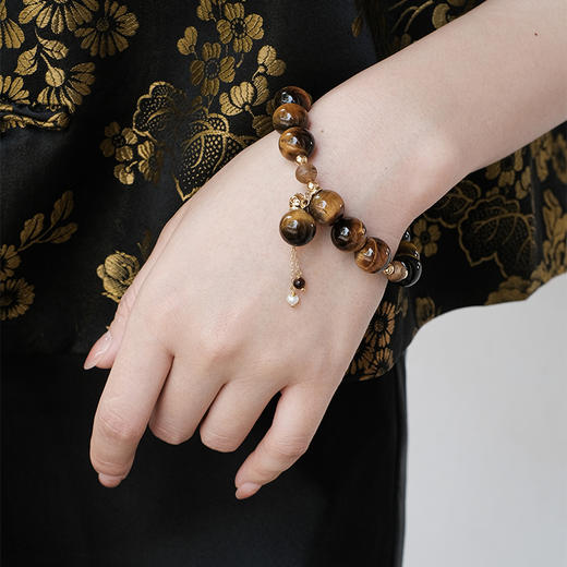 MELI&MOLI 虎眼石迷你圆球香薰瓶虎眼石大黑沉香珠手串—五行之土【D类】 商品图3